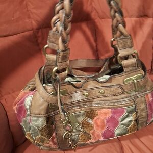 Fossil Multicolor Patchwork Satchel